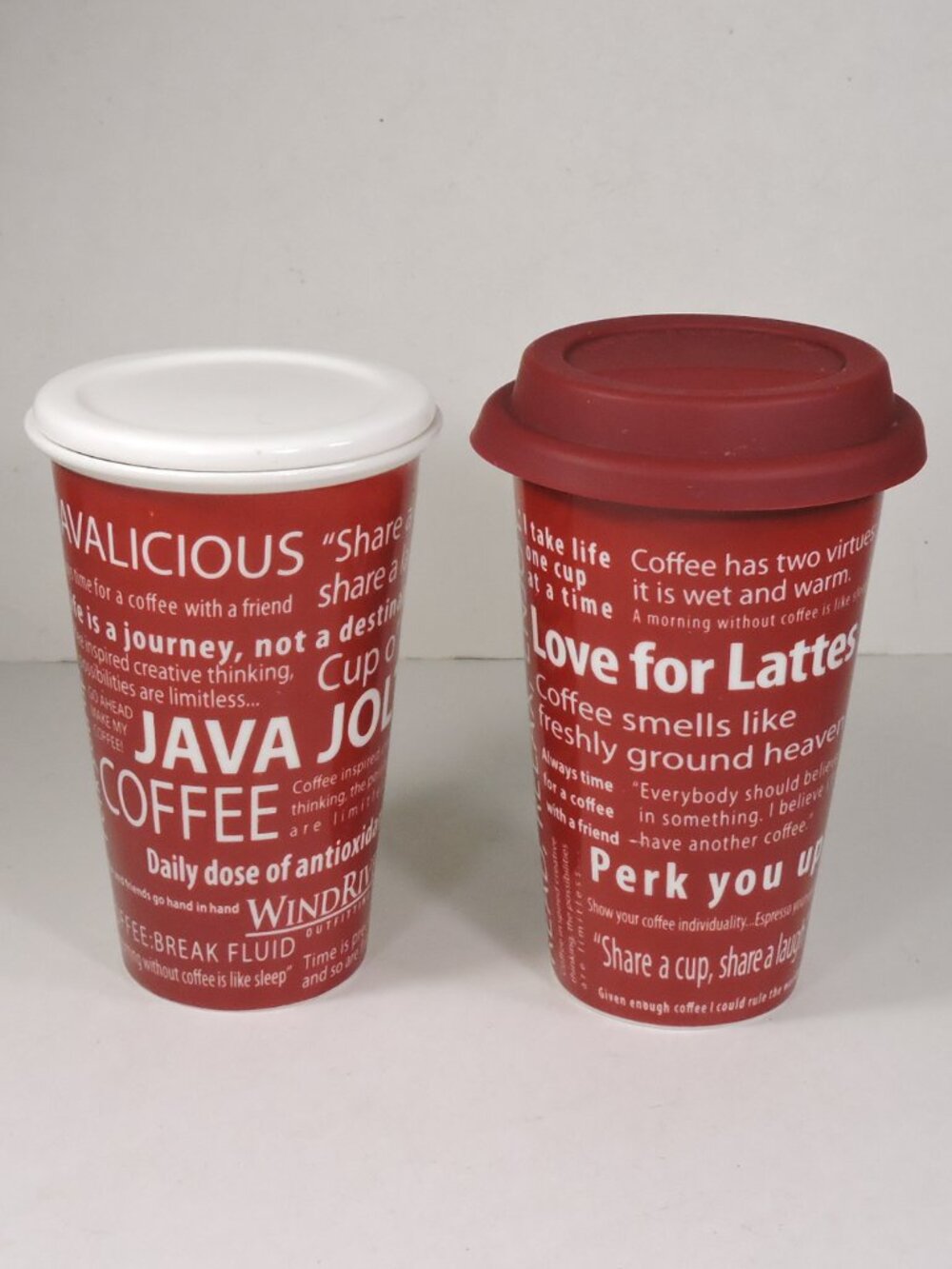 2 Wind River Ceramic Coffee Cups 8 oz 5" Tall  - Outdoors Travel Office Home
